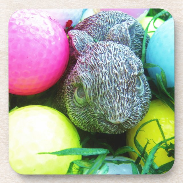 Ostereier, Kaninchen, Golfplätze Untersetzer (Vorderseite)