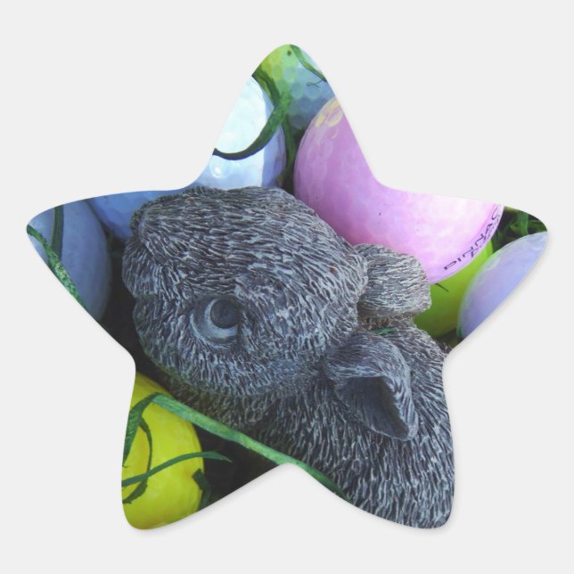Ostereier, Kaninchengolfbälle Stern-Aufkleber (Vorderseite)