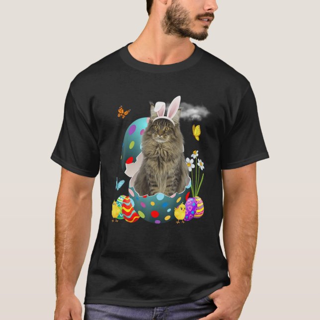 Ostereier Maine Coon Bunny Cat Geschenke Katze Vat T-Shirt (Vorderseite)