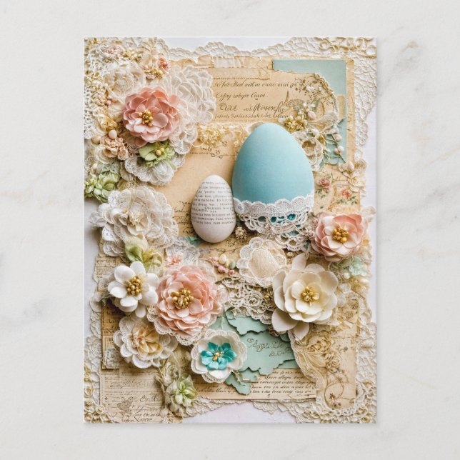 Ostereier mit Blume Feiertagspostkarte (Vorderseite)