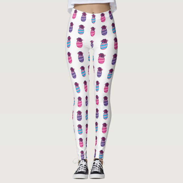 Ostereier mit Blume und Band Leggings (Vorderseite)