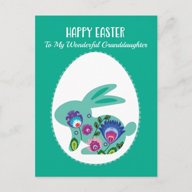 Ostereier mit Bunny Minty Green Custom Postkarte (Vorderseite)