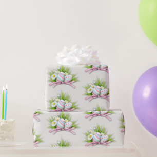 Ostereier mit rosa Schleife Geschenkpapier