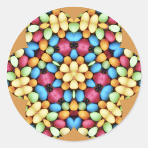 OSTEREIER MULTICOLORED ~ RUNDER AUFKLEBER