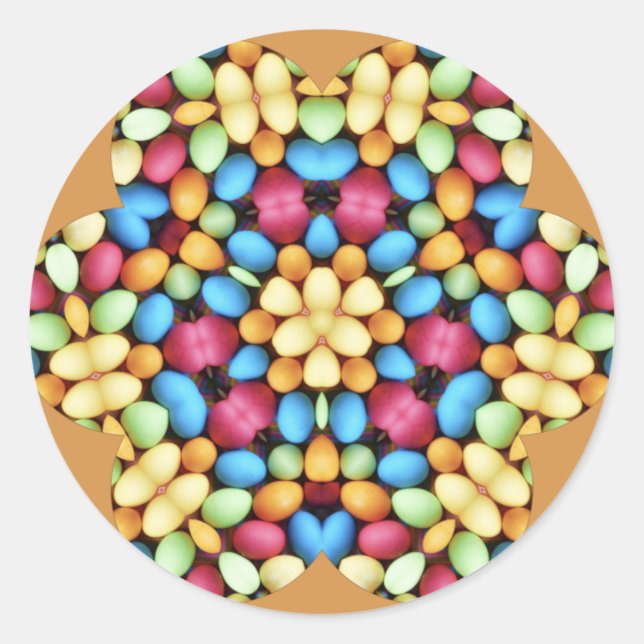 OSTEREIER MULTICOLORED ~ RUNDER AUFKLEBER (Vorderseite)