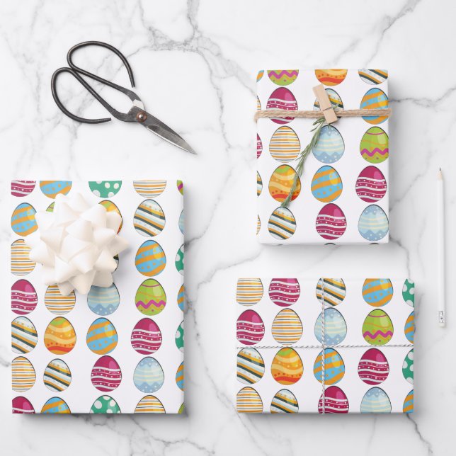 Ostereier Muster Geschenkpapier Set (Vorderseite)