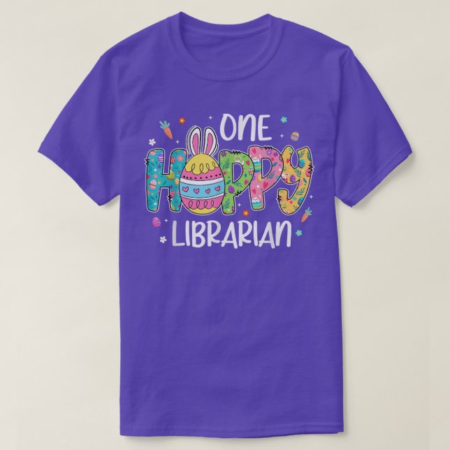Ostereier One Hobby Librarian Bunny Lover Osterfes T-Shirt (Design vorne)