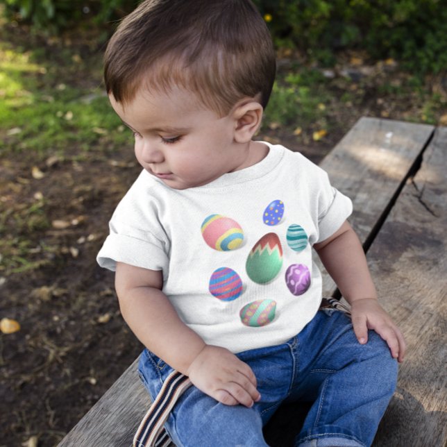 Ostereier Ostereier Jagd farbenfrohe Ostereier Baby T-shirt (Von Creator hochgeladen)