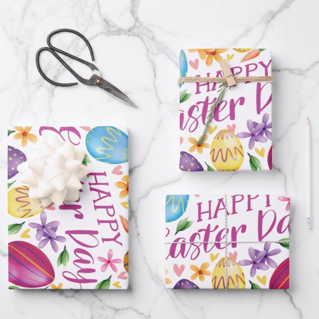 Ostereier, Osterhase Geschenkpapier Set (Vorderseite)