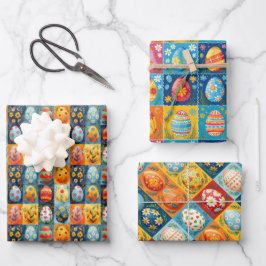 Ostereier Patchwork: Farbenfrohe Feiertage Kunst,  Geschenkpapier Set