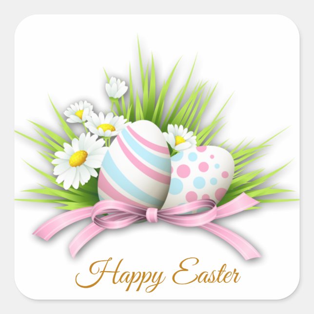 Ostereier Quadratischer Aufkleber (Vorderseite)