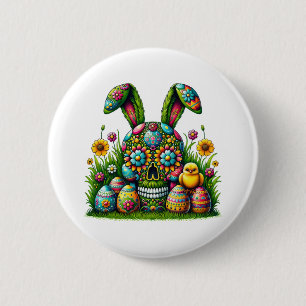 Ostereier Schädel Shirt Bunny's Basket Skeleton T- Button