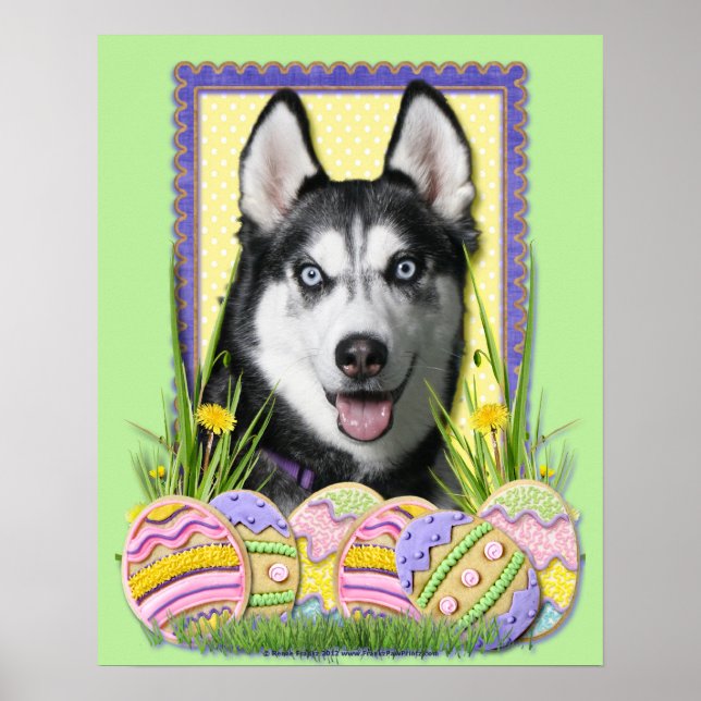 Ostereier - Sibirischer Husky Poster (Vorne)