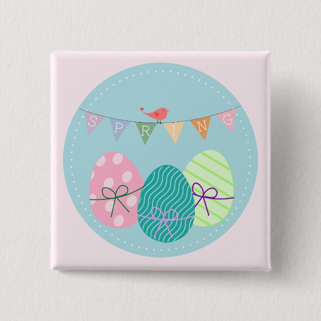 Ostereier Springtime Lavendel Blush Button (Vorderseite)