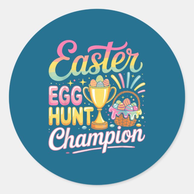 Ostereier-Such-Meister Ostern Runder Aufkleber (Vorderseite)