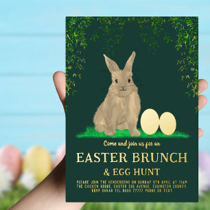 Ostereier-Suche-Brunch Süßer Hase Gold Folieneinladung