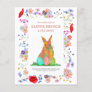 Ostereier-Suche Frühjahrs-Brunch Süßer Hase Budget Flyer