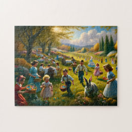 Ostereier-Suche Frühlings-Picknick Familien-Spaß Puzzle