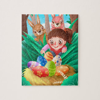 Ostereier-Suche Süßes Mädchen Puzzle