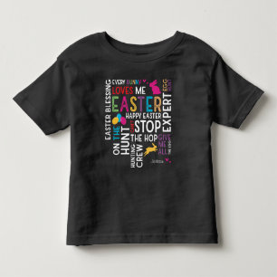 Ostereier-Suche-Wortwolke mit Kindnamen Schwarz Kleinkind T-shirt