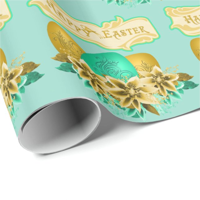 Ostereier und Blume zu Ostern Geschenkpapier (Rolleneckpunkt)