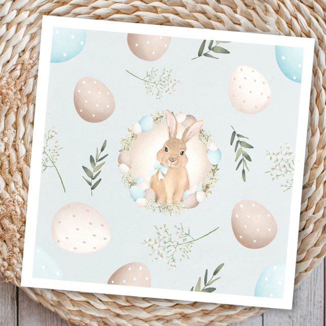 Ostereier und Bunny Spring Blue Pastel Serviette (Easter Eggs and Bunny Spring Blue Pastel Napkins)