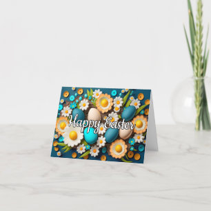 Ostereier und Frühlingsblumen Collage Feiertagskarte
