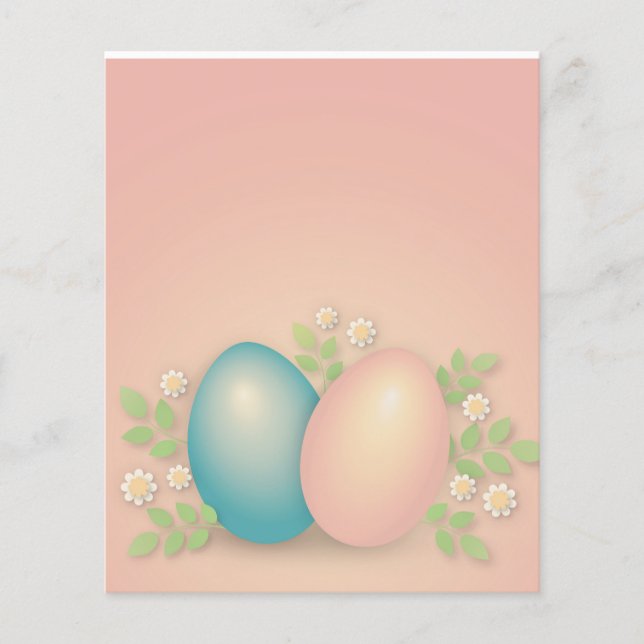 Ostereier und Frühlingsblumen, rosa und bläulich Flyer (Vorne)