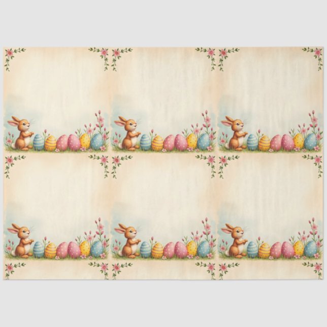 Ostereier und kleine Kaninchen Seidenpapier (Vorderseite)