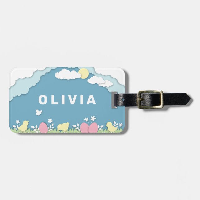 Ostereier und -küken im Frühling Gepäckanhänger (Vorderseite horizontal)