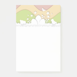 Ostereier und -küken im Frühling Post-it Klebezettel