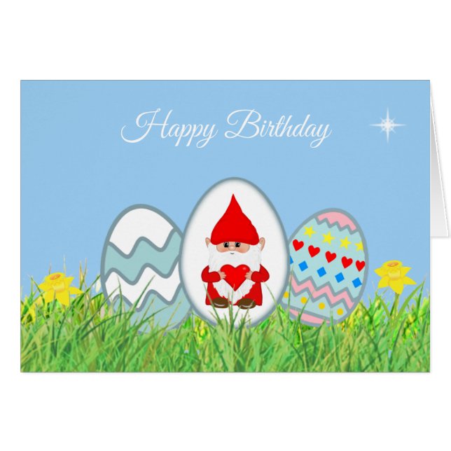 Ostereier und Niedliche Geburtstag-Gnome gestriche (Vorderseite (Horizontal))