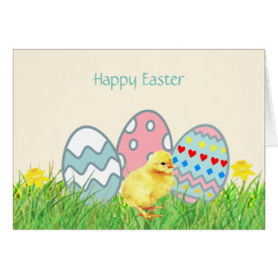 Ostereier und Niedliche Küken gestrichen