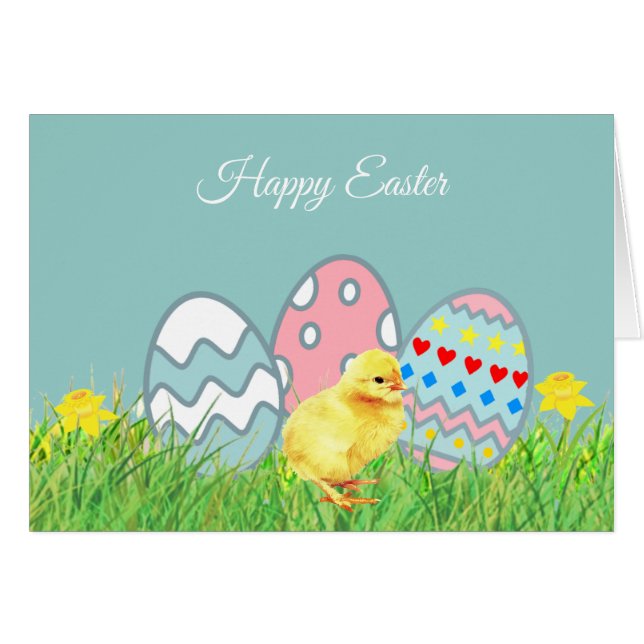 Ostereier und Niedliche Küken gestrichen (Vorderseite (Horizontal))