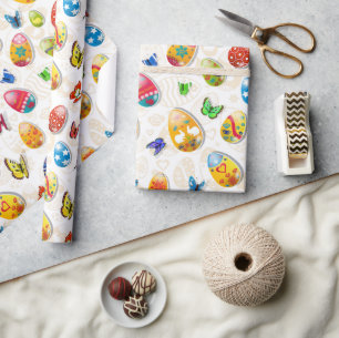Ostereier und Schmetterlinge Geschenkpapier