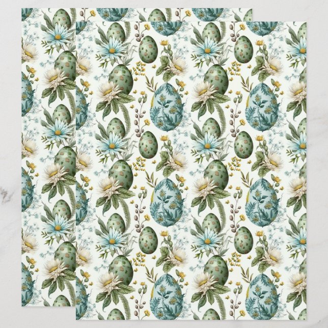 Ostereier Vintag nostalgisches Muster Nr. 2 (Vorne/Hinten)