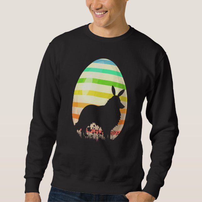 Ostereier Vintager Stil Sheltie Dog Ostern Sweatshirt (Vorderseite)