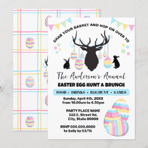 Ostereierjagd & Brunch Hirsch mit Bunnies Einladung
