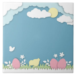 Ostereierjagd, Frühlingsferien Papercut Natur Fliese