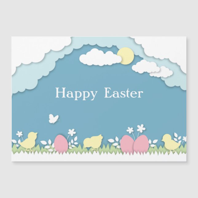 Ostereierjagd, Frühlingsferien Papercut Natur Magnetkarte (Vorderseite)