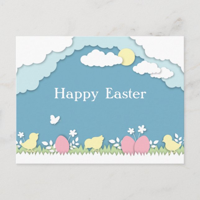 Ostereierjagd, Frühlingsferien Papercut Natur Postkarte (Vorderseite)