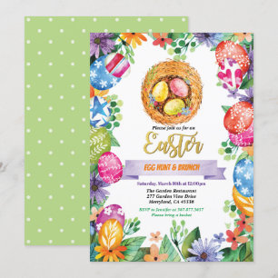 Ostereierjagd Party Einladung. Wasserfarbenereigni Einladung