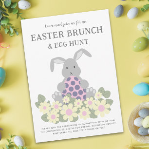 Ostereierjagd und Brunch Bunny Floral Einladungspostkarte