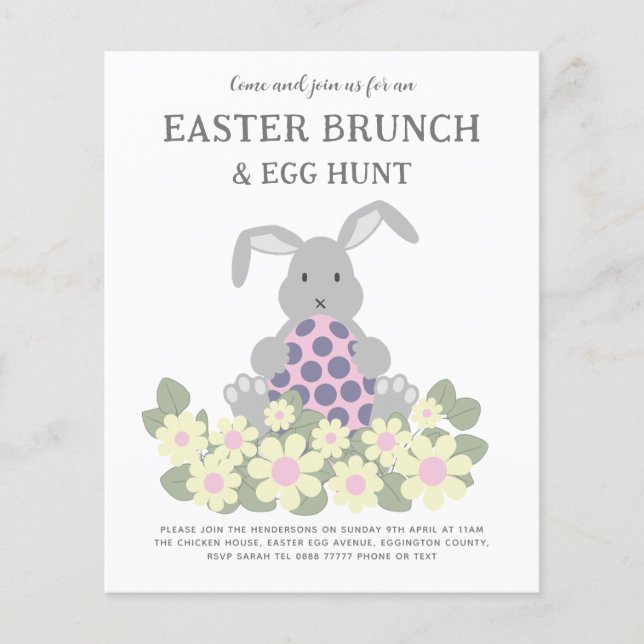 Ostereierjagd und Brunch Bunny Floral Flyer (Vorne)