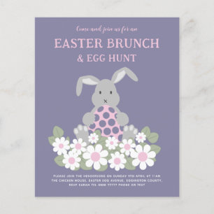 Ostereierjagd und Brunch Bunny Pink Blütenbraun Flyer