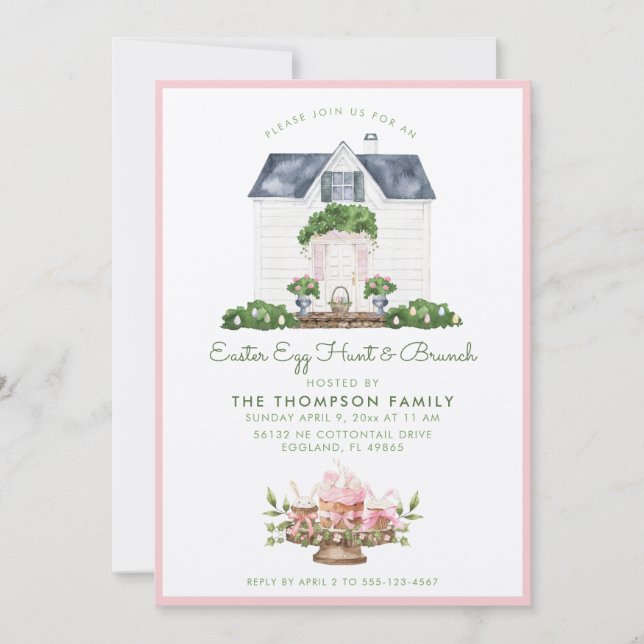 Ostereierjagd und Brunch Einladung (Vorderseite)