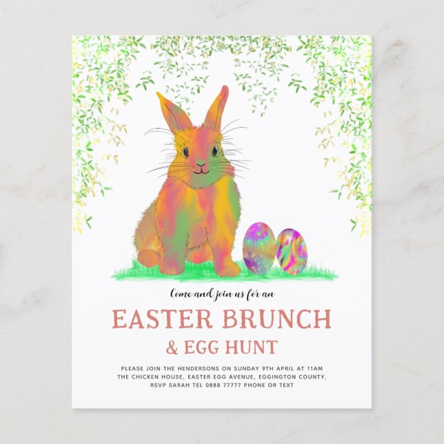 Ostereierjagd und Brunch Niedlich Bunny Flyer (Vorne)