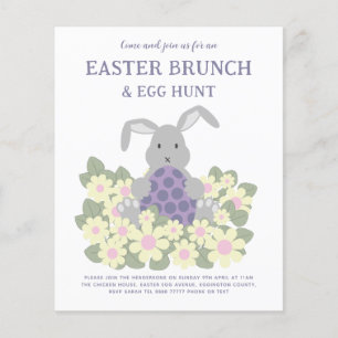 Ostereierjagd und Brunch Niedliche Bunny Bloral Flyer