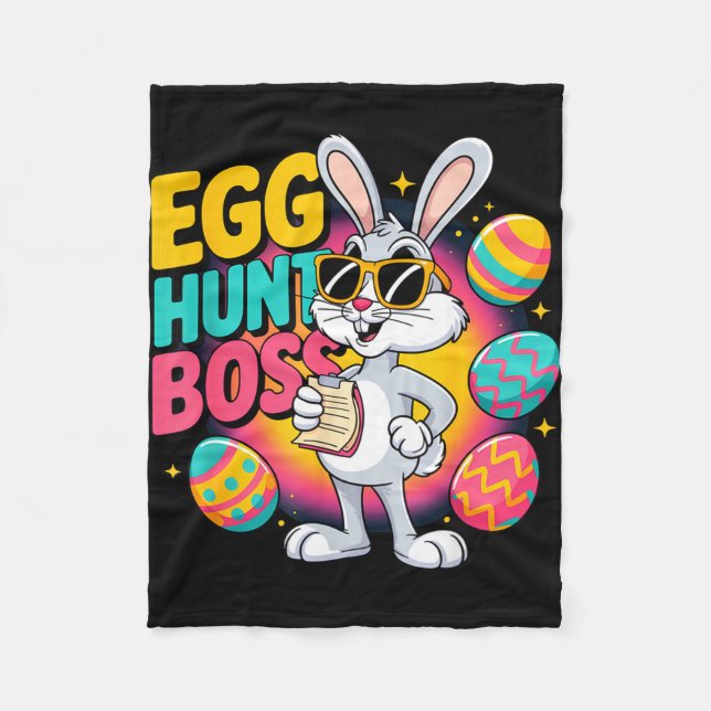 Ostereiersuche lustiger Hase Retro-Chef  Fleecedecke (Vorderseite)