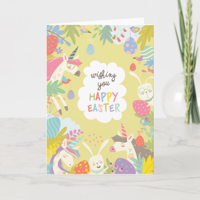 Ostereinhorn Feiertagskarte (Vorderseite)